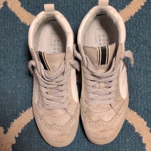 ShuShop White and Tan Hi-top Sneakers
